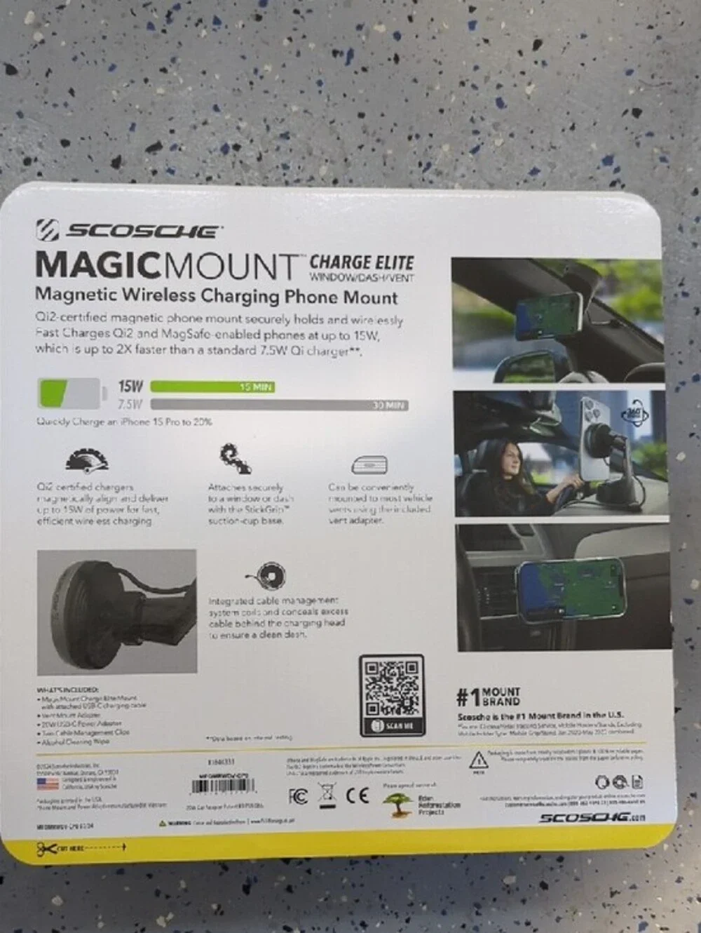 Black Magnetic Wireless Phone Mount by Scosche - Charge Elite MagicMount